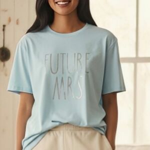 Rae Dunn Future Mrs Short Sleeve T-Shirt Tiffany Blue Size M